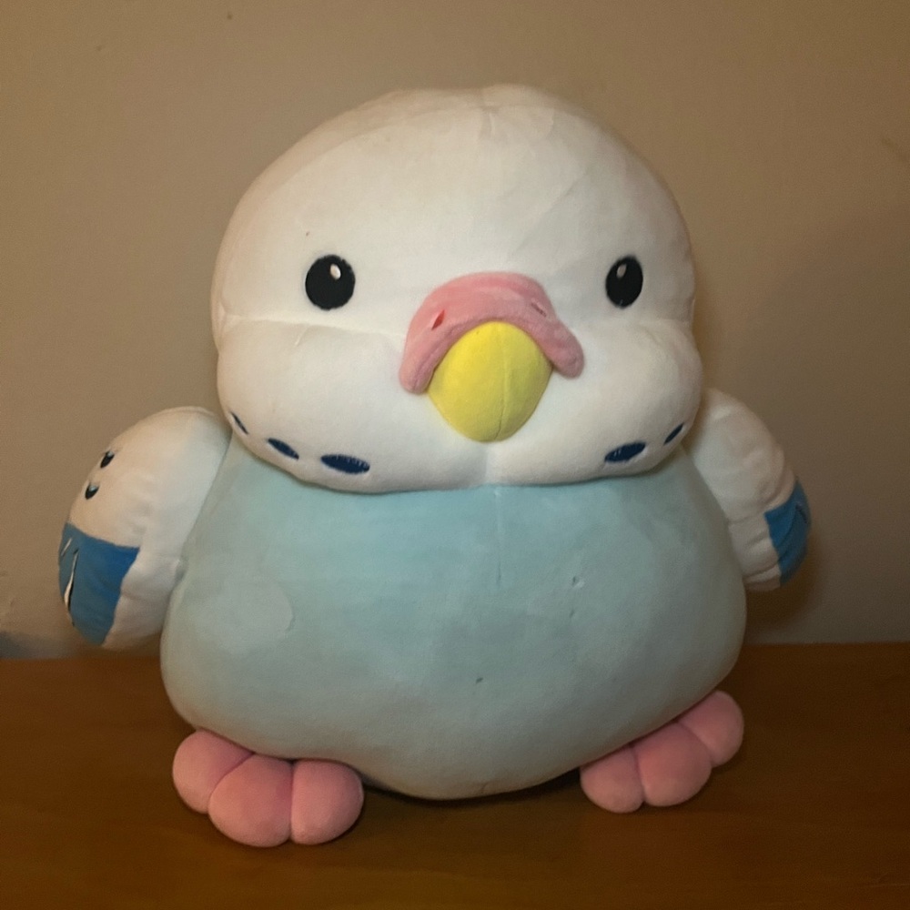 SOFT Fiesta Huggy Huggables Parakeet White Blue Budgie Bird Plush 12" Squishy